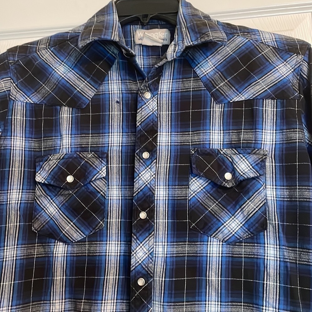 Wrangler vintage Wrancher pearl snap flannel shirt size medium - Picture 2 of 9
